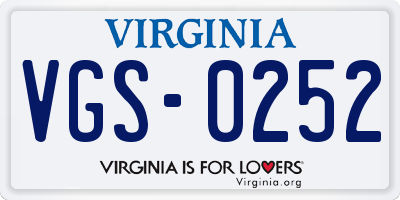 VA license plate VGS0252