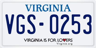 VA license plate VGS0253