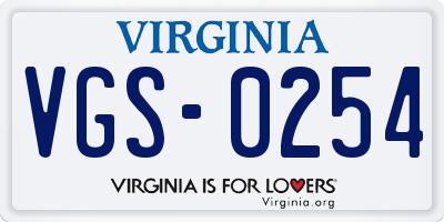 VA license plate VGS0254