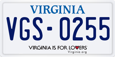 VA license plate VGS0255
