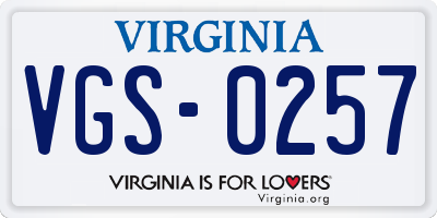 VA license plate VGS0257