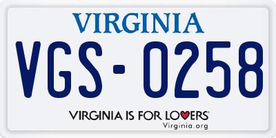 VA license plate VGS0258
