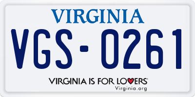 VA license plate VGS0261