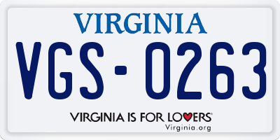 VA license plate VGS0263