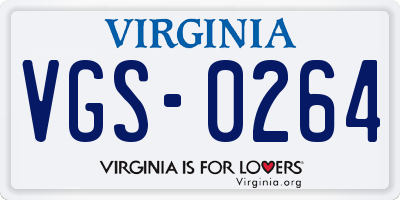 VA license plate VGS0264