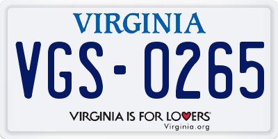 VA license plate VGS0265