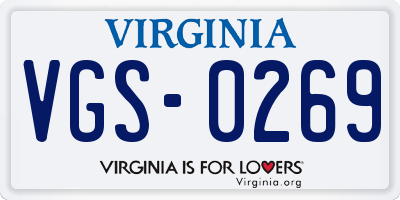 VA license plate VGS0269