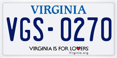 VA license plate VGS0270