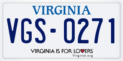 VA license plate VGS0271
