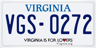 VA license plate VGS0272