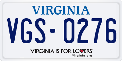 VA license plate VGS0276