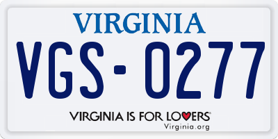 VA license plate VGS0277