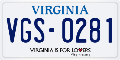 VA license plate VGS0281