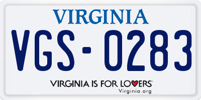 VA license plate VGS0283