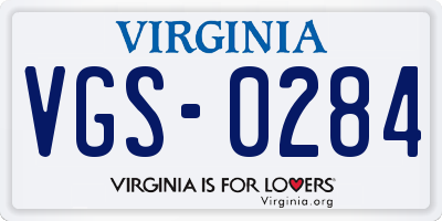 VA license plate VGS0284