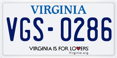VA license plate VGS0286