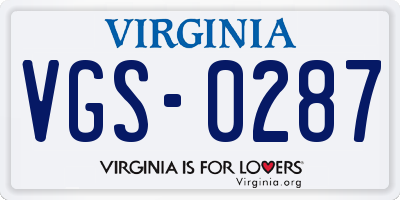VA license plate VGS0287
