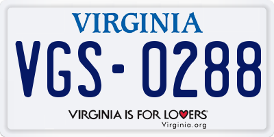 VA license plate VGS0288