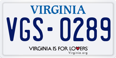 VA license plate VGS0289