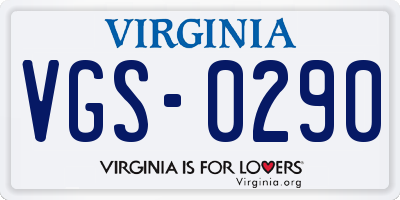 VA license plate VGS0290