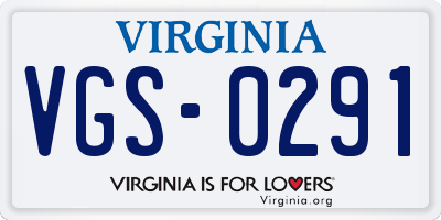 VA license plate VGS0291