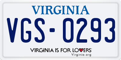 VA license plate VGS0293