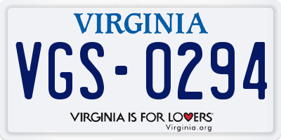VA license plate VGS0294