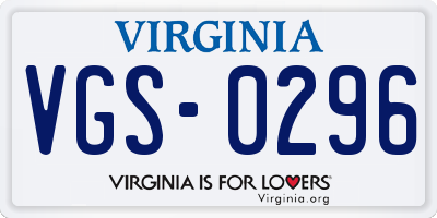 VA license plate VGS0296