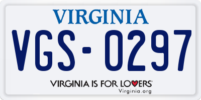VA license plate VGS0297