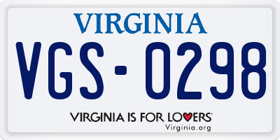 VA license plate VGS0298