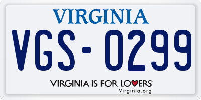 VA license plate VGS0299