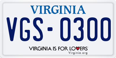 VA license plate VGS0300
