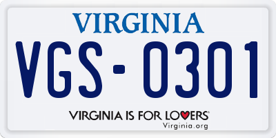 VA license plate VGS0301