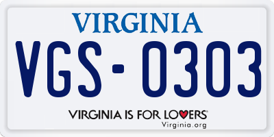 VA license plate VGS0303