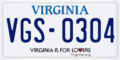 VA license plate VGS0304