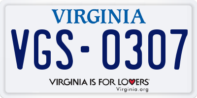 VA license plate VGS0307