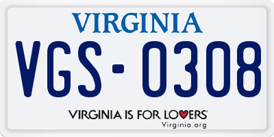 VA license plate VGS0308