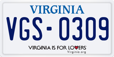 VA license plate VGS0309