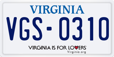 VA license plate VGS0310