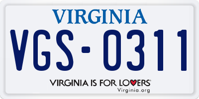 VA license plate VGS0311