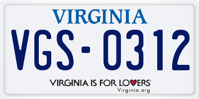 VA license plate VGS0312