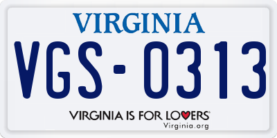 VA license plate VGS0313