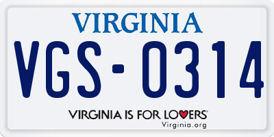 VA license plate VGS0314
