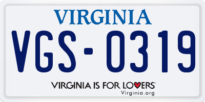 VA license plate VGS0319