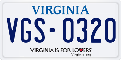 VA license plate VGS0320