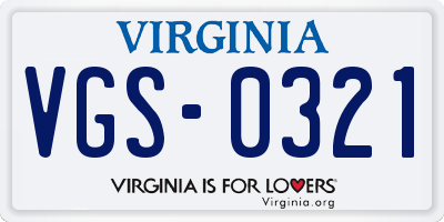 VA license plate VGS0321