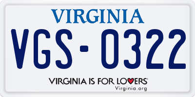 VA license plate VGS0322