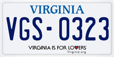 VA license plate VGS0323