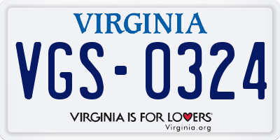 VA license plate VGS0324