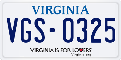 VA license plate VGS0325